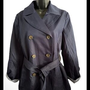 Women's Navy Double-Breasted Coat